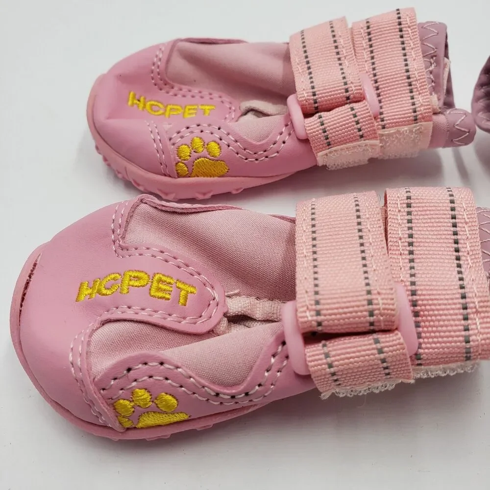 HCpet Pink Dog Boots Shoes Paw Protection All Weather Waterproof Booties Size 2